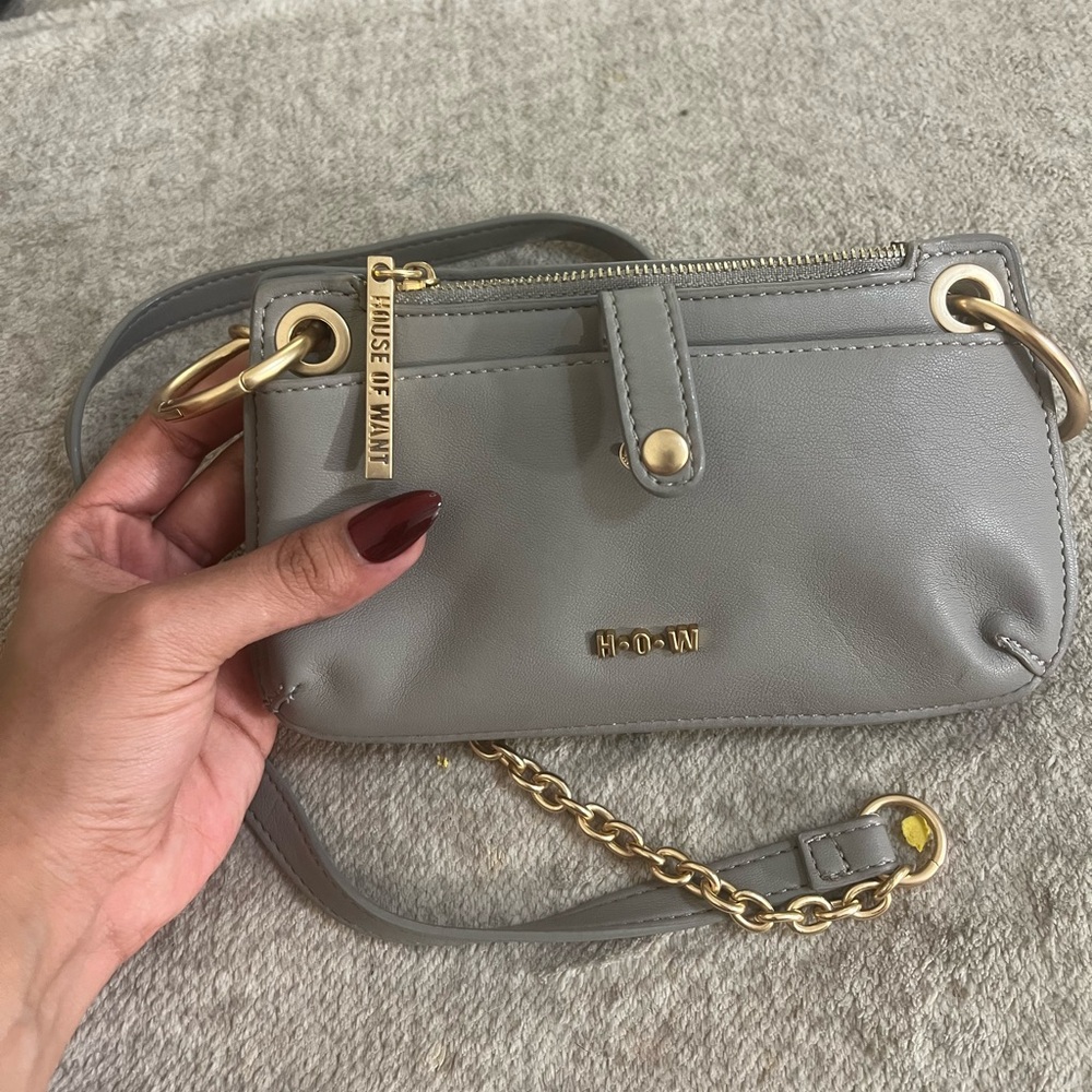 H.O.W Gray leather Crossbody Bag